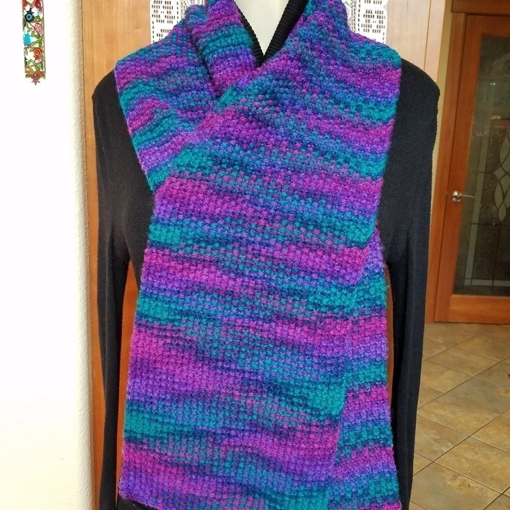 Copy - Hand Knit Vibrant Color Muffler/ Scarf
